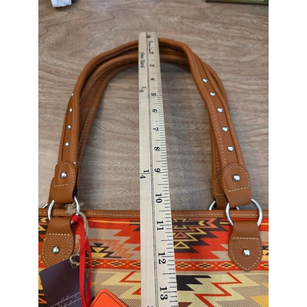 Montana West Aztec Tote Large Multicolor Southwestern Striped Studded Canvas New